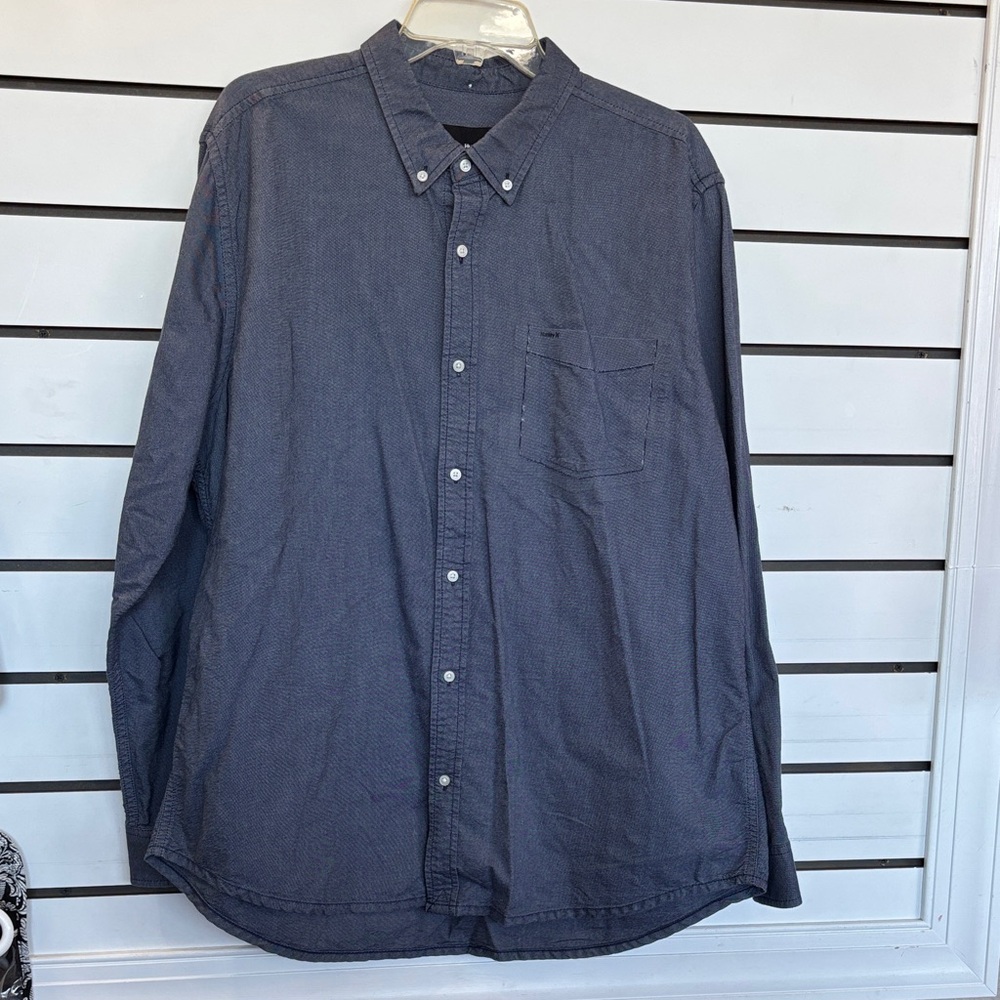 Hurley Mens XL  Blue Button-Down Shirt